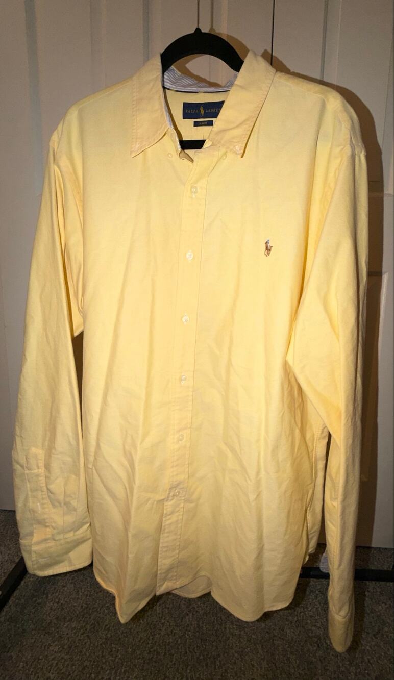Polo Ralph Lauren Men’s XXL Slim Fit Yellow Oxford Button Down Shirt Pony